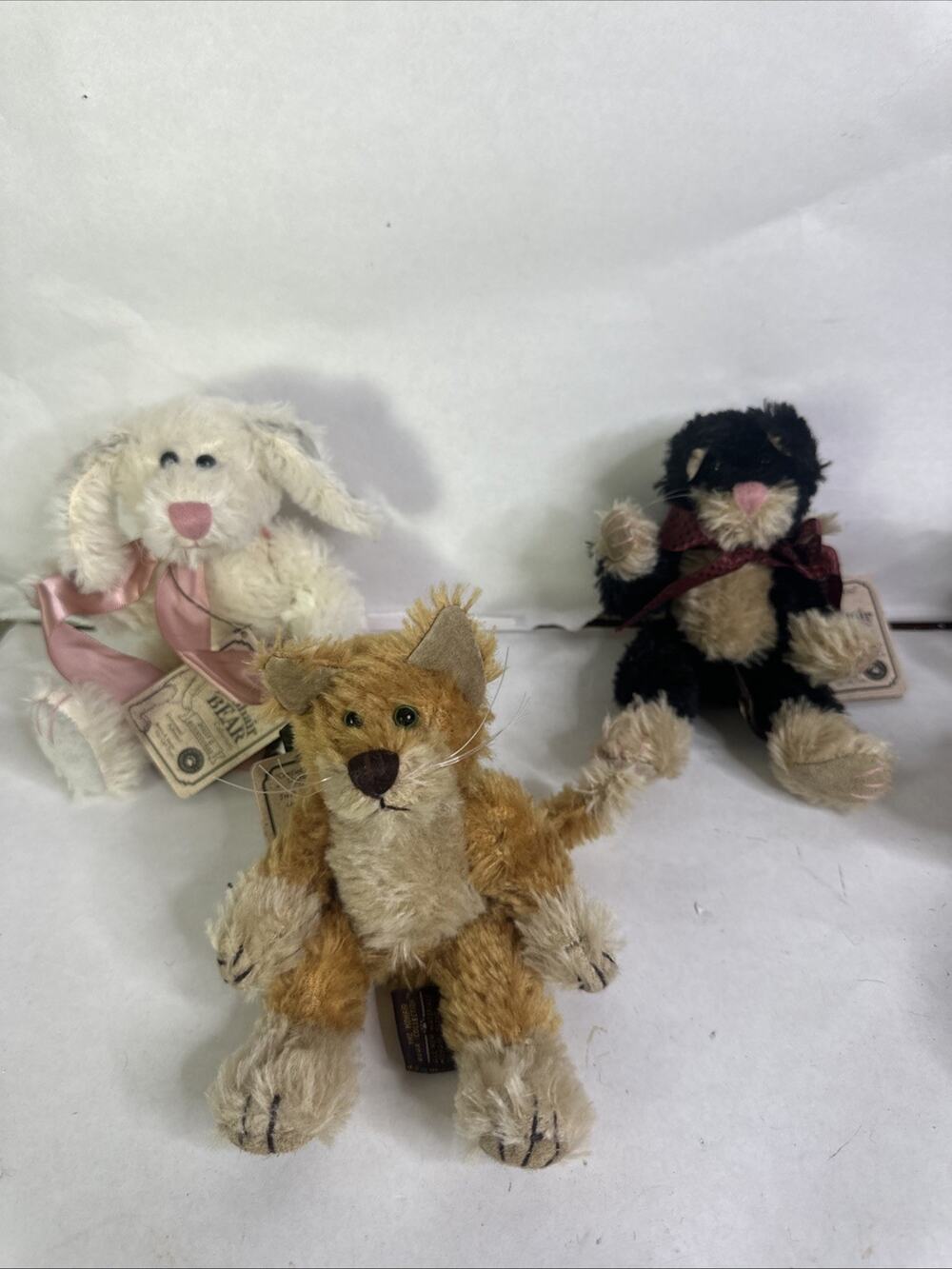 LOT OF 3 BOYDS PLUSH MOHAIR BEARS BUNNY/WHITE CAT/ORGANGE CAT BRAND NEW🔥
